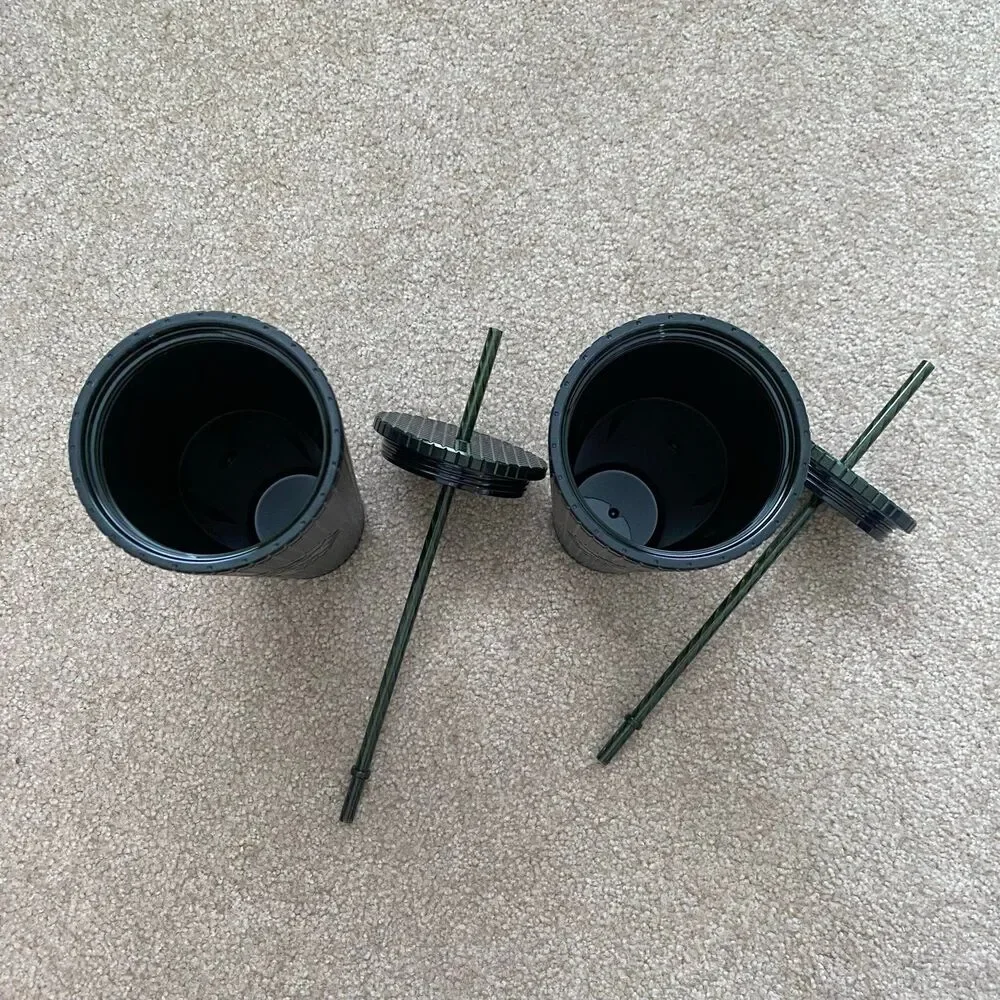 2 Starbucks Holiday Green Grid Tumbler Cold Cups - Venti 24 oz NWT Brand new